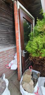 Houten deur met kozijn, Ophalen, Gebruikt, 200 tot 215 cm, Glas