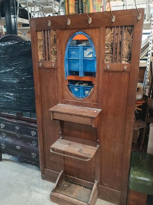 Antieke kapstok meubel met spiegel, Huis en Inrichting, Woonaccessoires | Kapstokken, Gebruikt, Wandkapstok, Minder dan 100 cm
