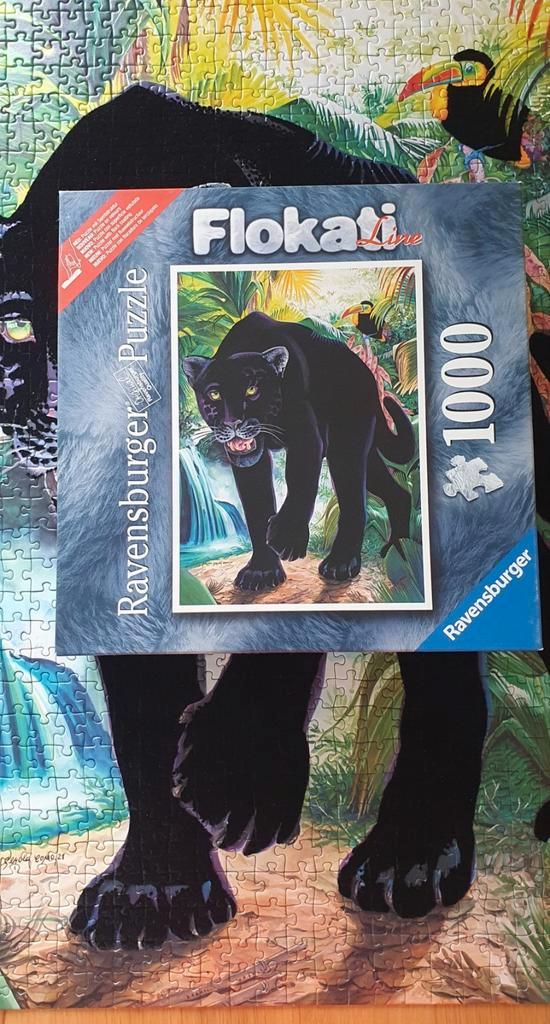 Ravensburger puzzel 1000 st Flokati line Panter, Hobby en Vrije tijd, Denksport en Puzzels, Zo goed als nieuw, Legpuzzel, 500 t/m 1500 stukjes