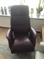 Leren electrische.relax fauteuil  bordeau met sta-op functie, Huis en Inrichting, Stoelen, Ophalen, Bruin, Leer, Zo goed als nieuw