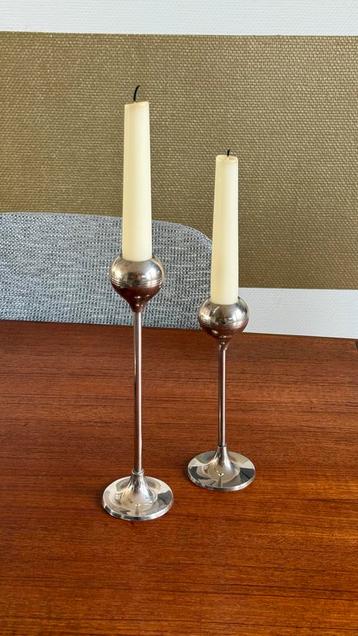 Space Age Zilveren Kandelaars - Set van 2 beschikbaar voor biedingen
