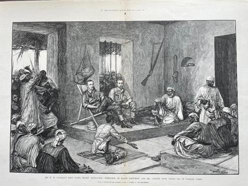 Mr. H.M. Stanley's Emin Pasha relief expedition 1889, Verzamelen, Foto's en Prenten, Gebruikt, Prent, Buitenland, Voor 1940, Ophalen of Verzenden
