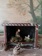 Creatief kerststalletje, oud beschilderd stoofje, kerstdecor, Antiek en Kunst, Kunst | Schilderijen | Klassiek, Ophalen of Verzenden