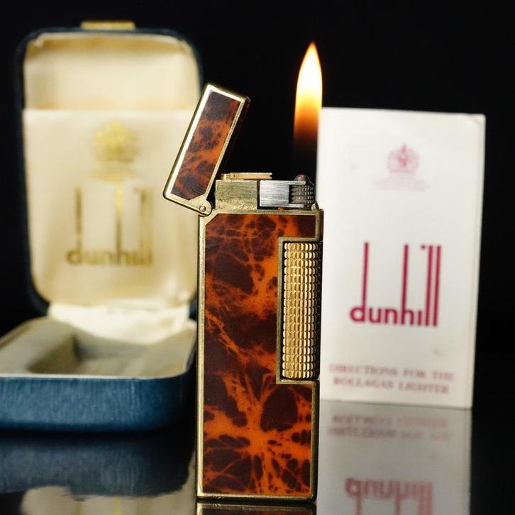 Dunhill Rollagas Aansteker, Verguld, Verzamelen, Rookartikelen, Aanstekers en Luciferdoosjes, Gebruikt, Aansteker, Ophalen of Verzenden