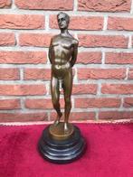 staand mannelijk naakt, brons en marmer, Ophalen of Verzenden