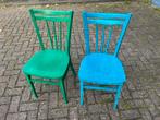 Vintage cafe-stoeltjes van hout, Huis en Inrichting, Stoelen, Ophalen, Gebruikt, Twee, Bruin