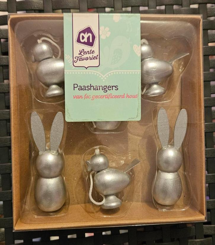 6x Paashangers(zilver) voor het versieren van paastakken etc, Diversen, Pasen, Nieuw, Ophalen of Verzenden
