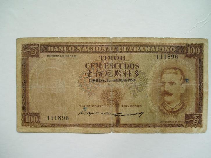 865. Timor, 100 escudos 1959 da Silva., Postzegels en Munten, Bankbiljetten | Azië, Los biljet, Zuidoost-Azië, Verzenden