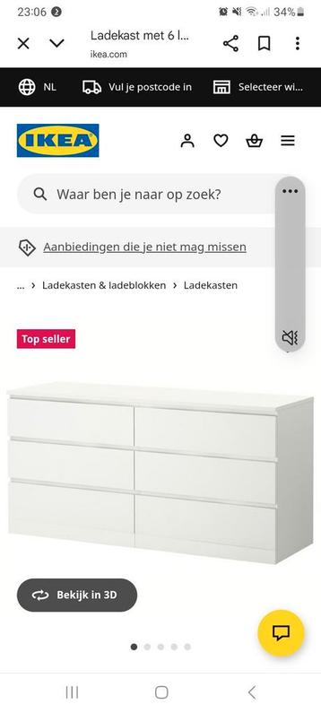 Ikea malm ladekast met 6 lades - afbeelding 1