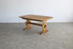 brutalist eettafel | vintage tafel | eiken | verlengbaar, Gebruikt, ., Eikenhout, Vijf personen of meer