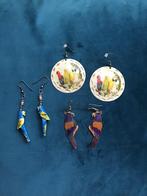 3 paar vintage papegaai vogel oorbellen sieraden, Overige materialen, Ophalen of Verzenden, Zo goed als nieuw, Hangers