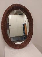 Vintage spiegel ovaal riet, Antiek en Kunst, Ophalen, Ovaal, Minder dan 50 cm, Minder dan 100 cm
