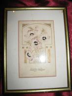 KERSTKAART 114 jaar oud in lijst met voor en achterkant glas, Diversen, Kerst, Ophalen of Verzenden, Gebruikt