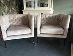 Nieuw: 2 fauteuils, taupekleurig in Chesterfield style, Ophalen, Minder dan 75 cm, Chesterfield, Nieuw