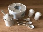 Porselein theelicht, mosterdpot, peper-zoutstel, lepeltjes, Overige typen, Ophalen of Verzenden, Zo goed als nieuw, Overige stijlen