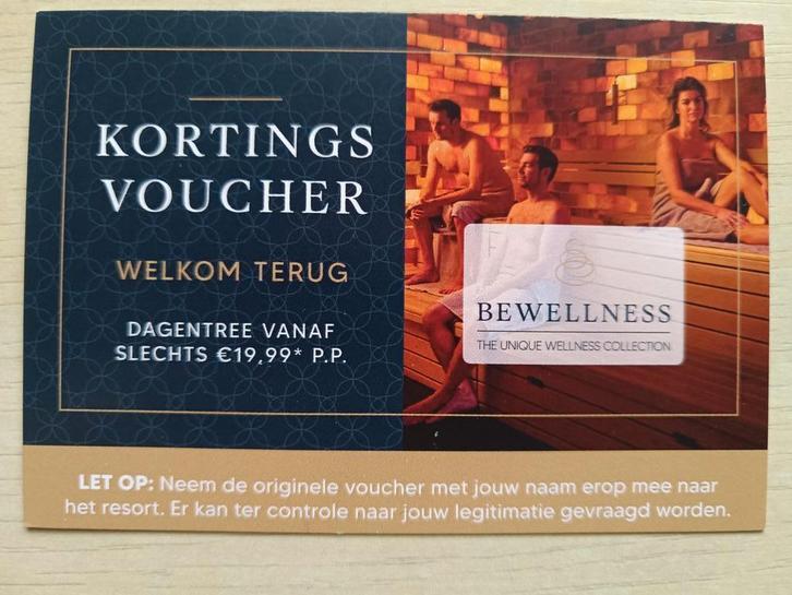 BEWELLNESS sauna kortingsbon Elysium VeluwseBron Zwaluwhoeve, Tickets en Kaartjes, Kortingen en Cadeaubonnen, Eén persoon, Spa of Sauna