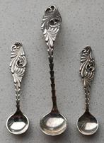 3 Zilveren lepeltjes 2 x zoutlepeltje en een mosterdlepeltje, Ophalen of Verzenden, Zilver