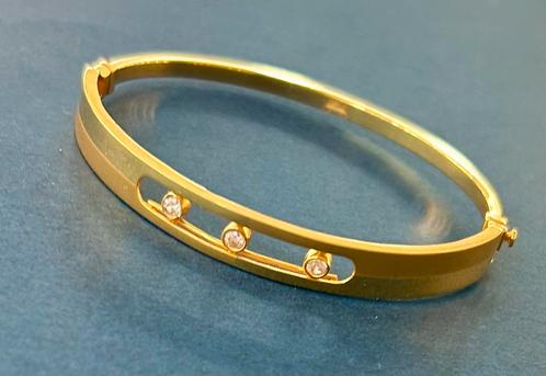 Gouden armband met zirkonia 21 karaat, Sieraden, Tassen en Uiterlijk, Armbanden, Nieuw, Goud, Ophalen of Verzenden