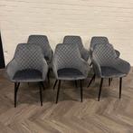 6 Nieuwe Fluwelen Eetkamerstoelen, Riet of Rotan, Overige kleuren, Ophalen of Verzenden, Zo goed als nieuw