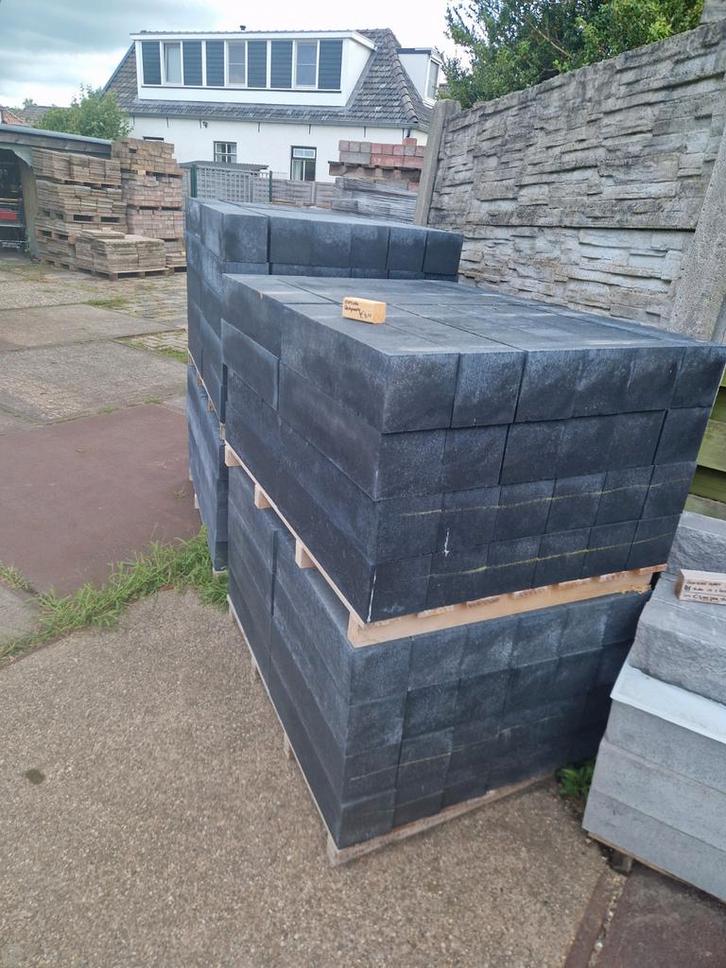 15x15x60 stapelblokken linea zwart restpartij, Tuin en Terras, Bielzen en Borders, Nieuw, Blok, Beton, Minder dan 25 cm, Minder dan 100 cm