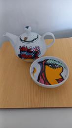 Josien Broeren theepotje/schaaltje op voet, Huis en Inrichting, Ophalen of Verzenden, Glas, Overige stijlen, Schaal of Schalen