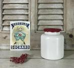 Franse licht grijze grès pot mosterdpot met origineel deksel