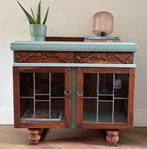 Theekastje / drankkastje.( glas in lood) art deco, Huis en Inrichting, Kasten | Vitrinekasten, Ophalen, 50 tot 100 cm, Glas, Minder dan 100 cm