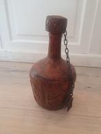 Vintage lederen cognacfles uit Spanje, Overige kleuren, Onbekend, Ophalen of Verzenden, Onbekend