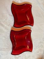 Villeroy en boch new wave rood glazen schaaltjes, Ophalen, Overige stijlen, Glas, Schaal of Schalen
