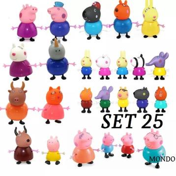 SET 25 Peppa Pig poppetjes figuren figuurtjes speelgoed dvd