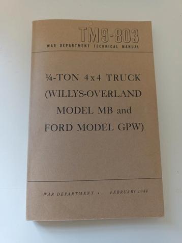 Handleiding Willys Jeep MB/Ford GPW - TM9-803 beschikbaar voor biedingen