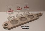 Gulpener proefglazen met houten serveerplank., Verzamelen, Biermerken, Ophalen of Verzenden, Nieuw, Glas of Glazen, Gulpener