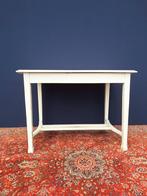 Vintage brocante eikenhouten witte tafel, bureau, desk, Ophalen, Gebruikt, Vintage, Bureau