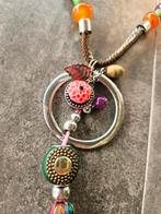 Retro ketting lang kleur handmade, Ophalen of Verzenden, Zo goed als nieuw, Bruin, Overige materialen