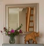 spiegel - vierkant - zilver kleurige houten lijst, Ophalen, Vierkant, Zo goed als nieuw, Minder dan 100 cm