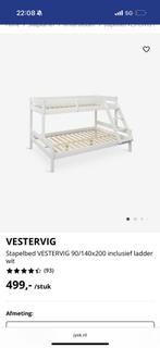 Jysk Stapelbed VESTERVIG 90/140x200 inclusief ladder wit, Tweepersoons, Zo goed als nieuw, Stapelbed, 140 cm
