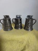 2225) 3 mooie tinne tafel aanstekers boot/auto/voetballer, Ophalen of Verzenden