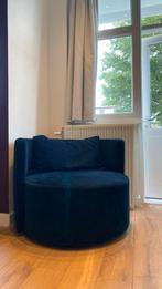 Love seat, fauteuil 1,5 zits in corduroy ribstof donkerblauw, Ophalen, Zo goed als nieuw, Stof