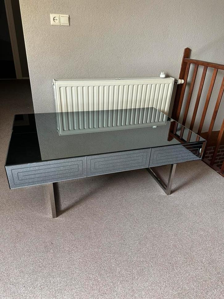 Glazen salontafel, Huis en Inrichting, Tafels | Salontafels, Zo goed als nieuw, Minder dan 50 cm, 50 tot 100 cm, 100 tot 150 cm