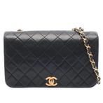 Chanel Full Flap Bag Vintage Lambskin Black Gold Hardware, Ophalen of Verzenden