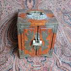 Chinese sieradenkist met slotje juwelen doos hout koper, Antiek en Kunst, Ophalen of Verzenden