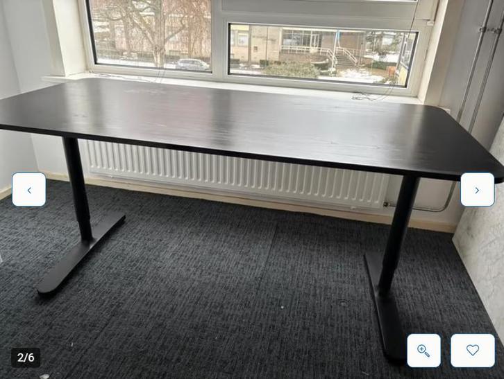 IKEA BEKANT bureau 160x80 + bureaustoel zwart, Huis en Inrichting, Bureaus, Gebruikt, Bureau, In hoogte verstelbaar, Ophalen