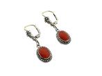 Antieke Oorhangers 8 Karaat / Zilver Markasiet Bloedkoraal, Hangers, -, Met edelsteen, -