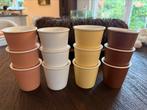 12 Multifunctionele kopjes schaaltjes geel bruin beige wit, Overige typen, Ophalen of Verzenden, Zo goed als nieuw, Effen