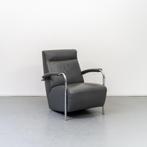 1x Leolux Scylla Fauteuil Hoge Rug Grijs Leder - Chroom, Huis en Inrichting, Fauteuils, Gebruikt, 75 tot 100 cm, Ophalen of Verzenden