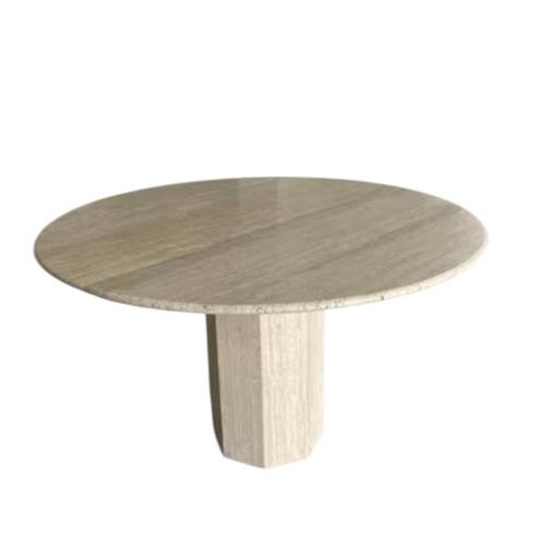 Vintage travertin eettafel Ø120, Huis en Inrichting, Tafels | Eettafels, Zo goed als nieuw, Rond, Ophalen