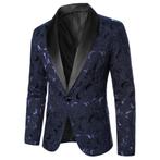 Heren blauw zwart rozen colbert blazer bloemen jasje mannen, Verzenden, Nieuw, Overige maten, Overige kleuren