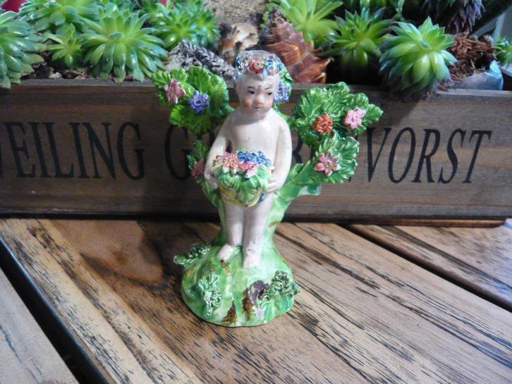 Cherubijntje Putto met vleugels vintage beeldje 10 cm, Antiek en Kunst, Curiosa en Brocante, Ophalen of Verzenden