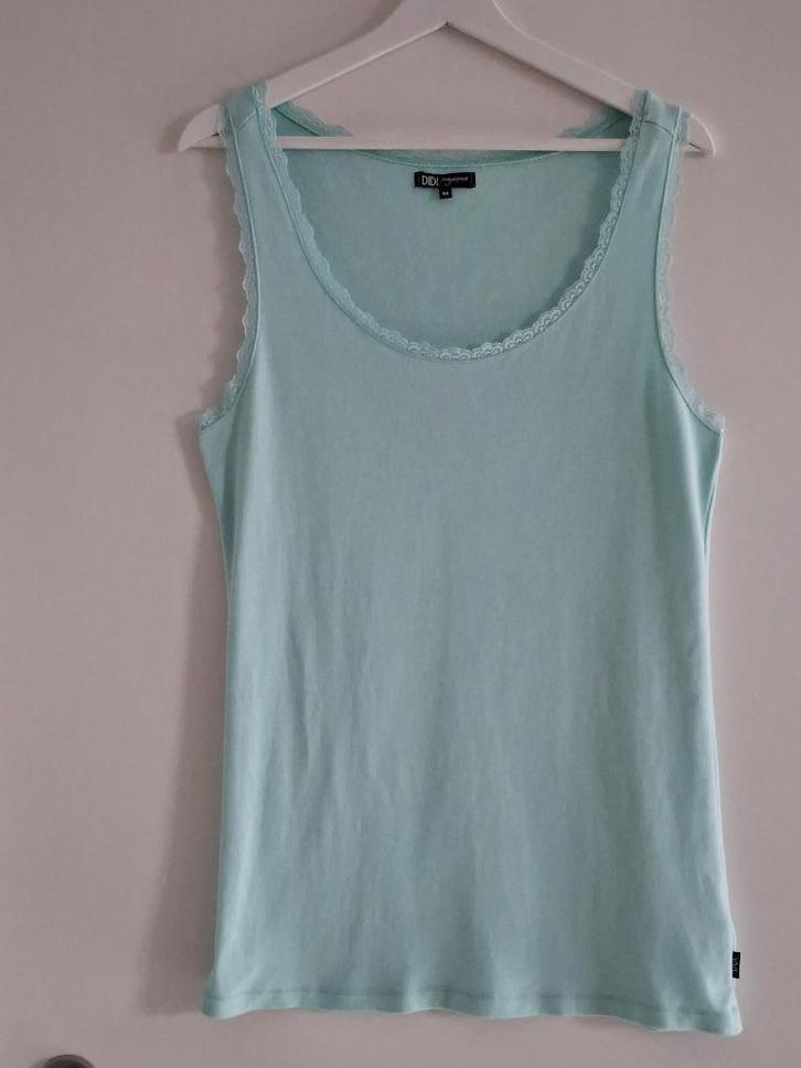 Didi basic hemdje met kantendetails licht turquoise mt 46, Kleding | Dames, Tops, Zo goed als nieuw, Maat 46/48 (XL) of groter