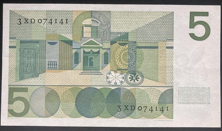 5 gulden 1966 bankbiljet - variant X serie - mevius 23.1b, Postzegels en Munten, Bankbiljetten | Nederland, Los biljet, 5 gulden